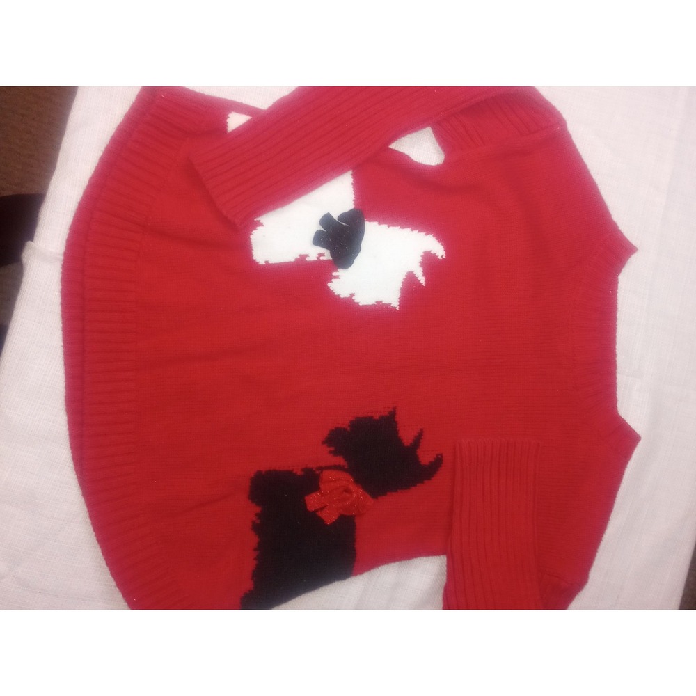 Margaux And Lexi 5‎ Youth Red Scottish Terrier Sweater Red Cotton Blend